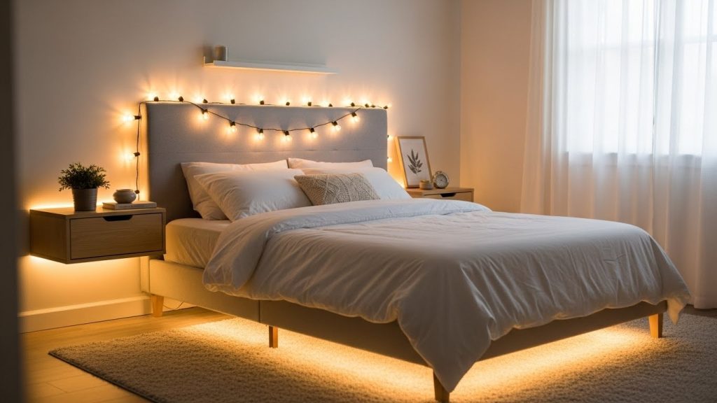 Affordable lighting ideas using accent lighting to create a cozy mood