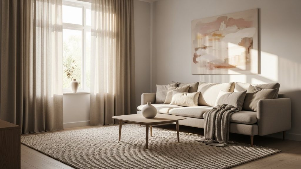 Budget small apartment styled with stylish home decor under $200 in a modern neutral interior