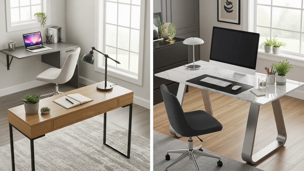 Current image: “A modern home office featuring an ergonomic chair with adjustable height, lumbar support, and breathable mesh.”