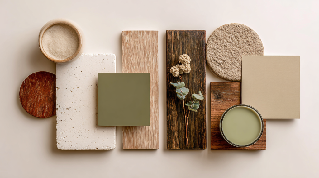 paint colors shape mood using a calm and grounded living room color palette