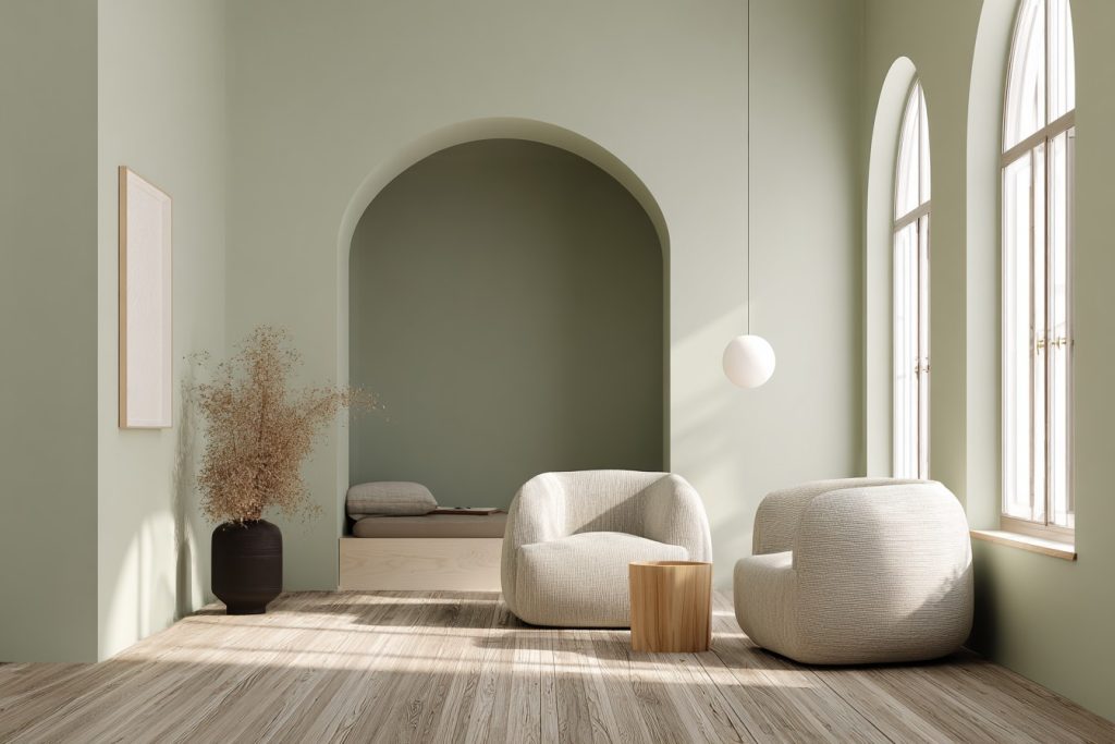 muted wall colors creating an emotional sense of calm in a home interior
