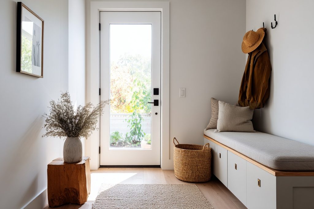 simple and uncluttered home entryway that supports a calm daily routine
