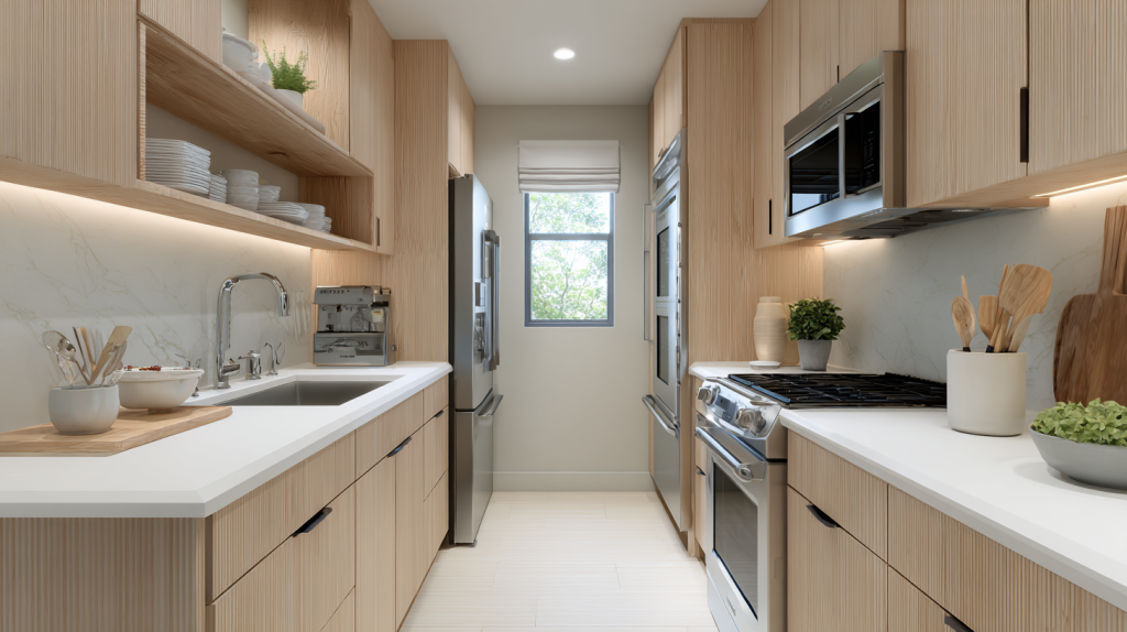 galley-style small kitchen layout optimized for daily cooking efficiency