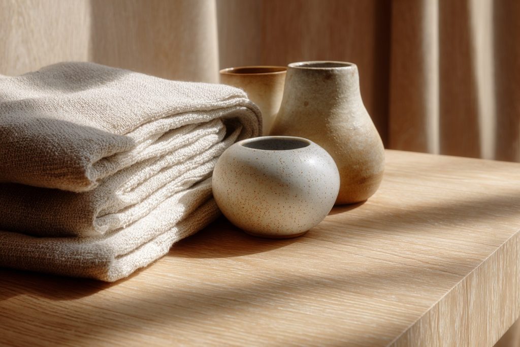 natural materials and soft textures that contribute to a calm home environment
