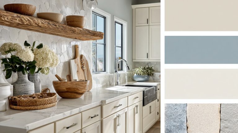paint colors shape mood in clean but warm kitchen and bathroom interiors