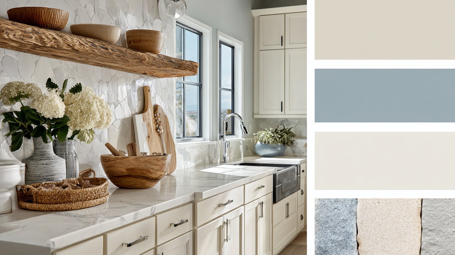 paint colors shape mood in clean but warm kitchen and bathroom interiors
