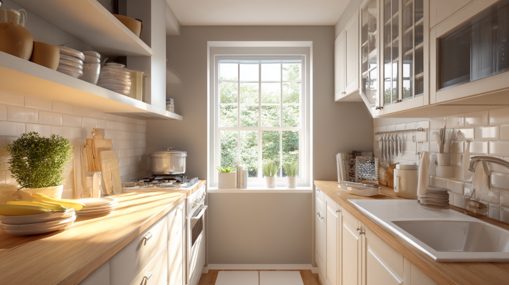 Small kitchen layout designed for daily cooking with efficient workflow and clear prep space